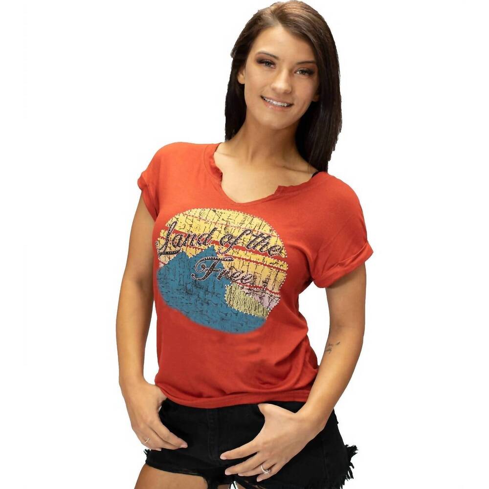 NEW LIBERTY WEAR land of the free top in rust